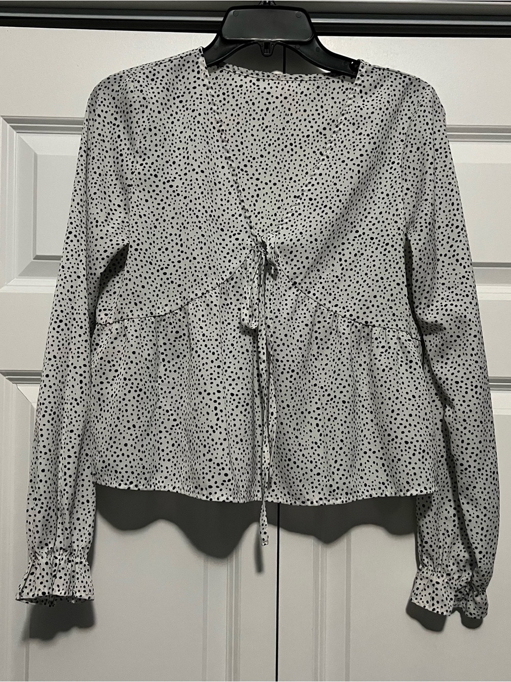 Shein White & Black Polka Dot Blouse